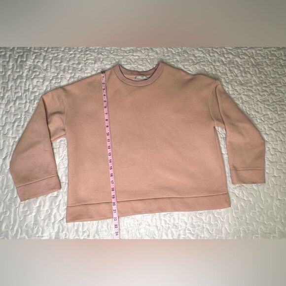 MNG Suit Blush Pink Minimalist Crewneck Sweatshirt Relaxed Fit Pullover XS - Picture 7 of 7